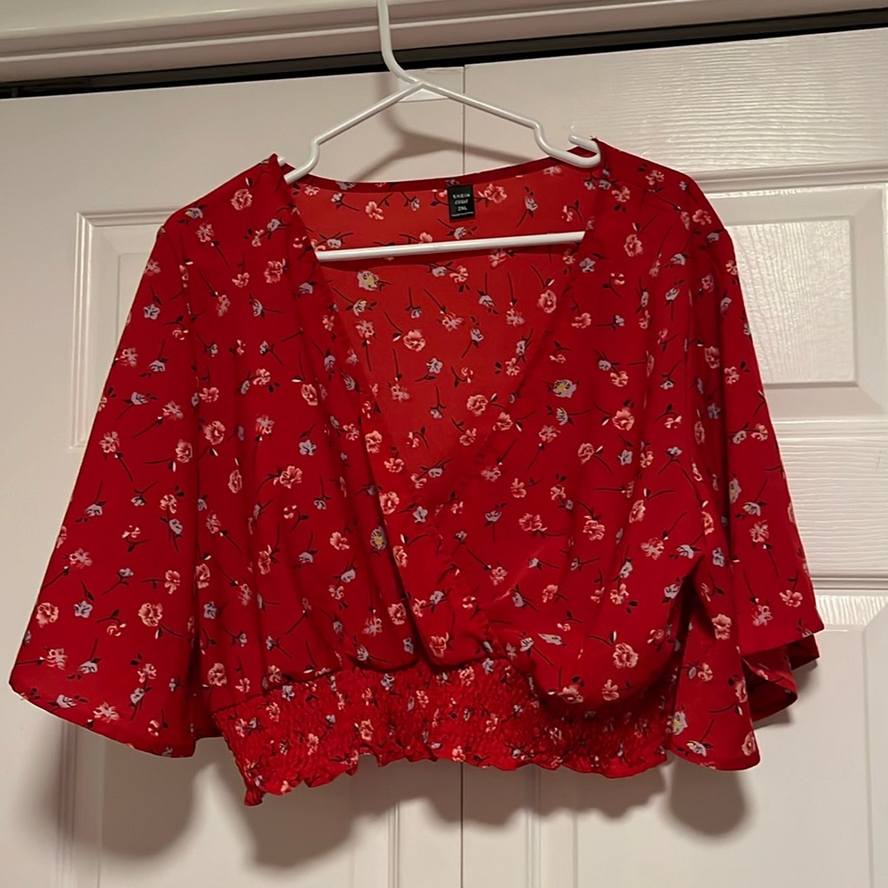 red floral matching set